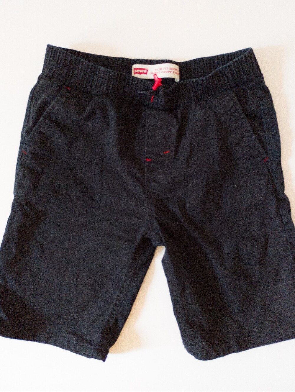 Levi's Boys Slim Fit Pull On Shorts Black Elastic Waist Size M 8 Stretch